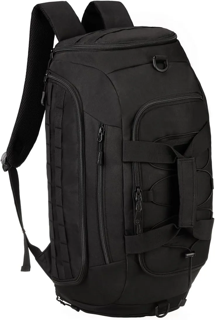 CREATOR Sports Duffel Bag for Men Women Tactical Duffle Backpack 35L Gym Bag with Shoe Compartment Travel Backpack Luggage (Black)