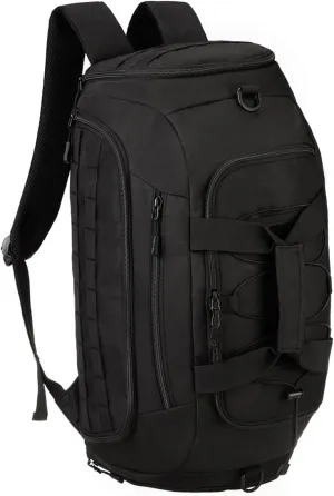 CREATOR Sports Duffel Bag for Men Women Tactical Duffle Backpack 35L Gym Bag with Shoe Compartment Travel Backpack Luggage (Black)