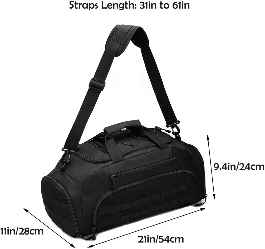 CREATOR Sports Duffel Bag for Men Women Tactical Duffle Backpack 35L Gym Bag with Shoe Compartment Travel Backpack Luggage (Black)