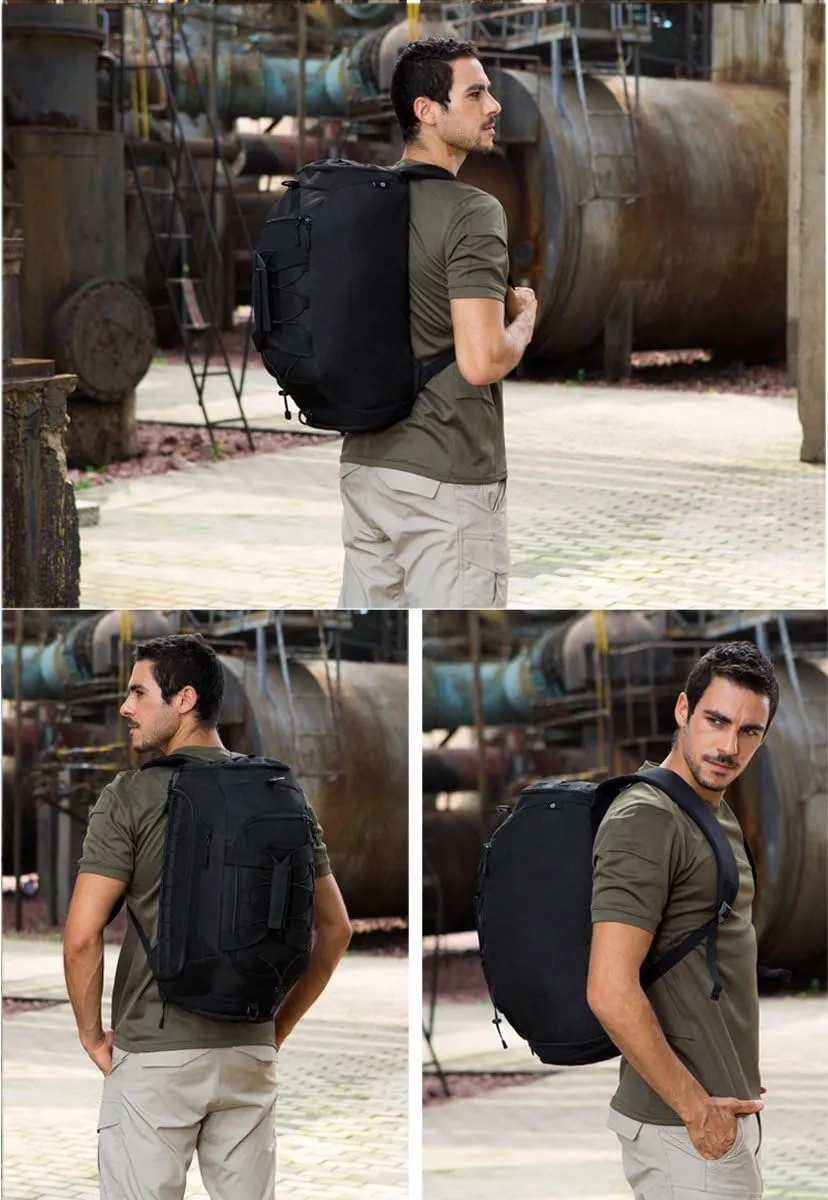 CREATOR Sports Duffel Bag for Men Women Tactical Duffle Backpack 35L Gym Bag with Shoe Compartment Travel Backpack Luggage (Black)