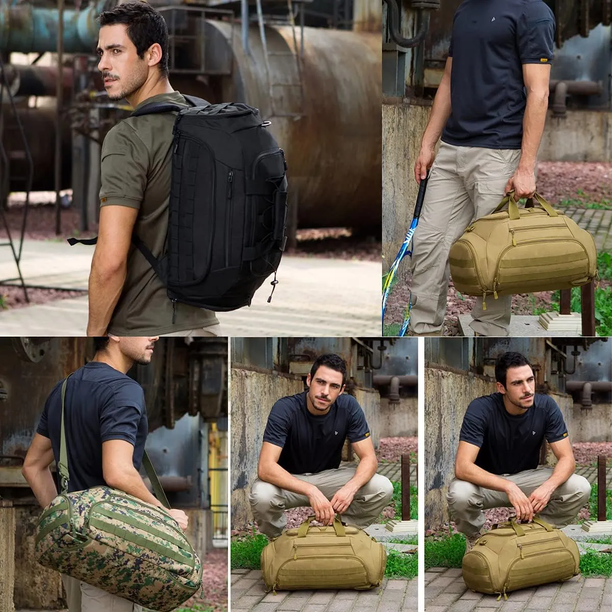 CREATOR Sports Duffel Bag for Men Women Tactical Duffle Backpack Gym Bag with Shoe Compartment Travel Backpack Luggage 45L
