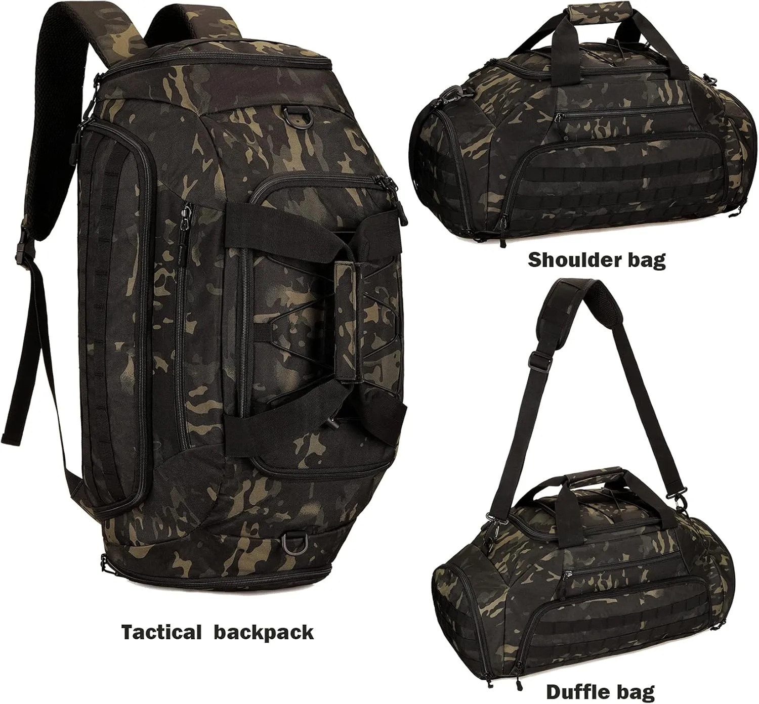 CREATOR Sports Duffel Bag for Men Women Tactical Duffle Backpack Gym Bag with Shoe Compartment Travel Backpack Luggage 45L