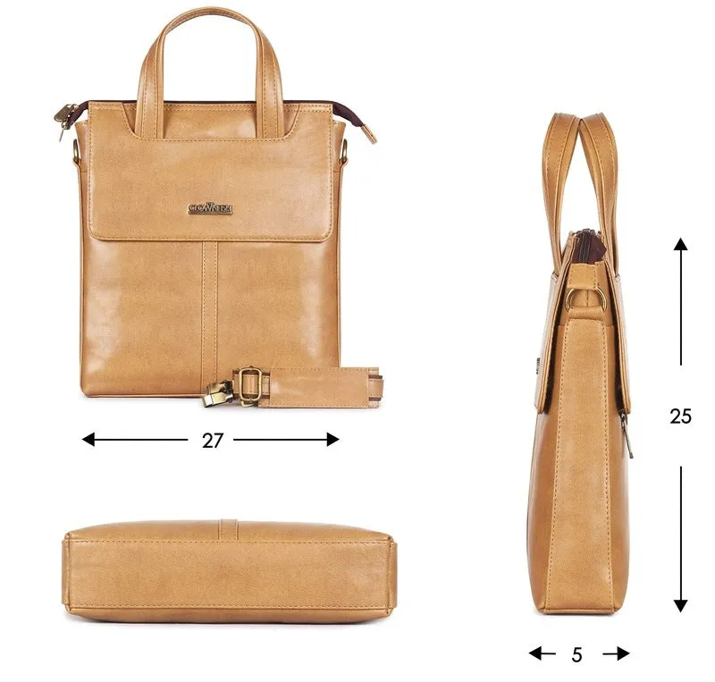 Cross Body Messenger Bag - Durable Faux Leather | 1 Unit | Beige
