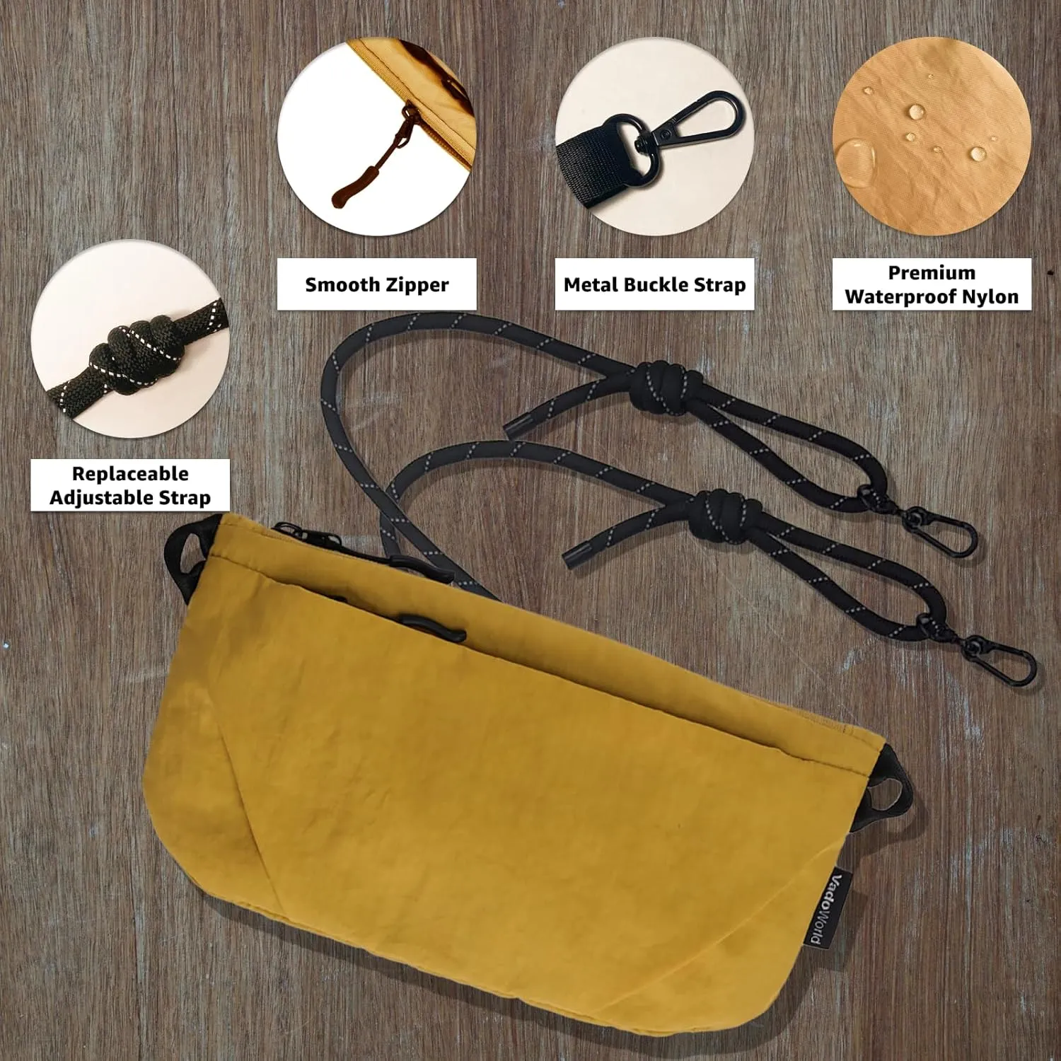 Crossbody Bag, Lightweight Sacoche Phone Bag, Portable Sling Bag with Adjustable Strap and Multi-Pockets for Travel