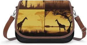Crossbody Bags for Women Shoulder Bag Leather Handbag African Grassland Animals Messenger Bag Office Work Bags