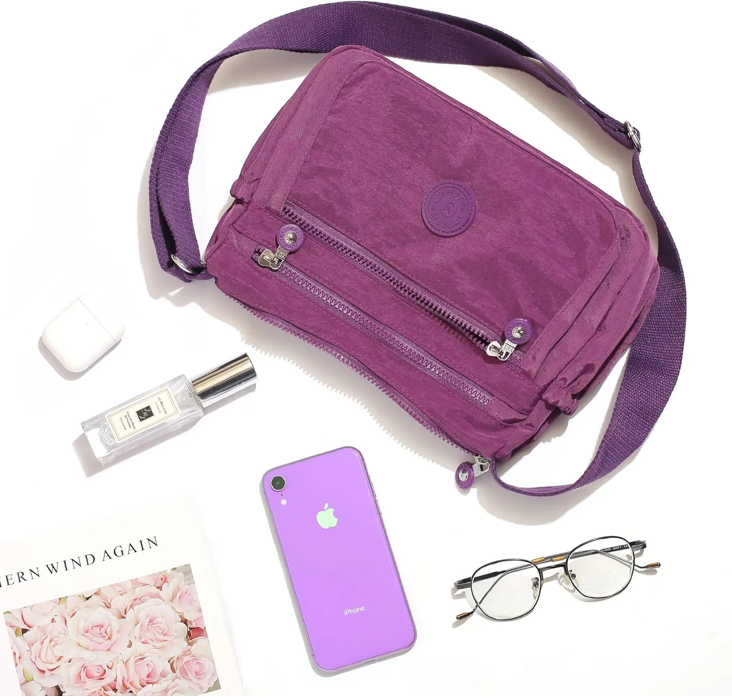 Crossbody Bags for Women Waterproof Tote Bag Casual Nylon Purse Handbag RFID Lightweight Messenger Bag