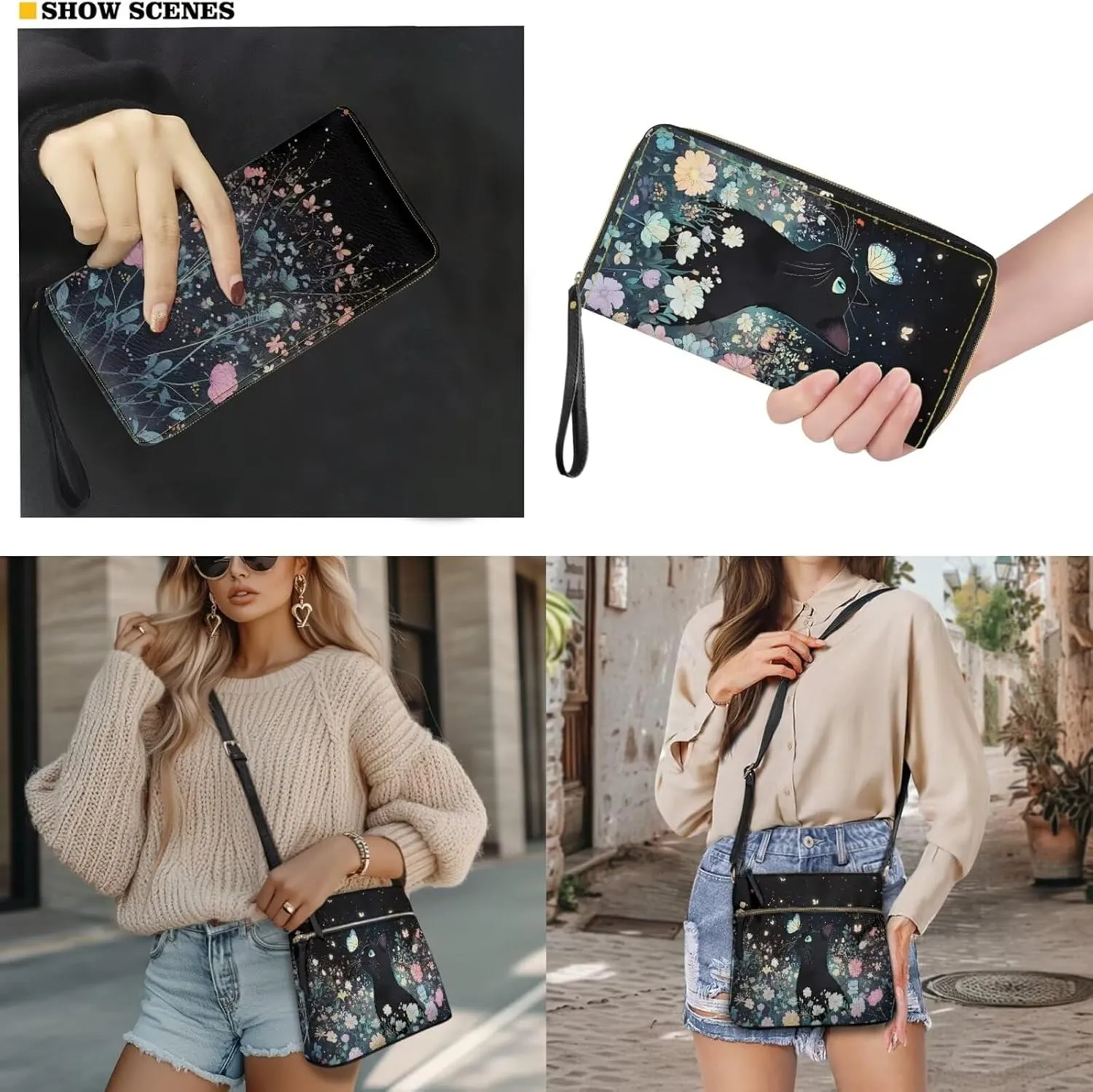 Crossbody Purses 2Pcs, Fashion Crossbody Messenger Bags with a Small Wallet Portable Easy to Carry for Travel