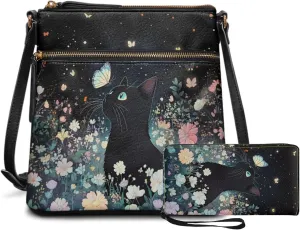 Crossbody Purses 2Pcs, Fashion Crossbody Messenger Bags with a Small Wallet Portable Easy to Carry for Travel
