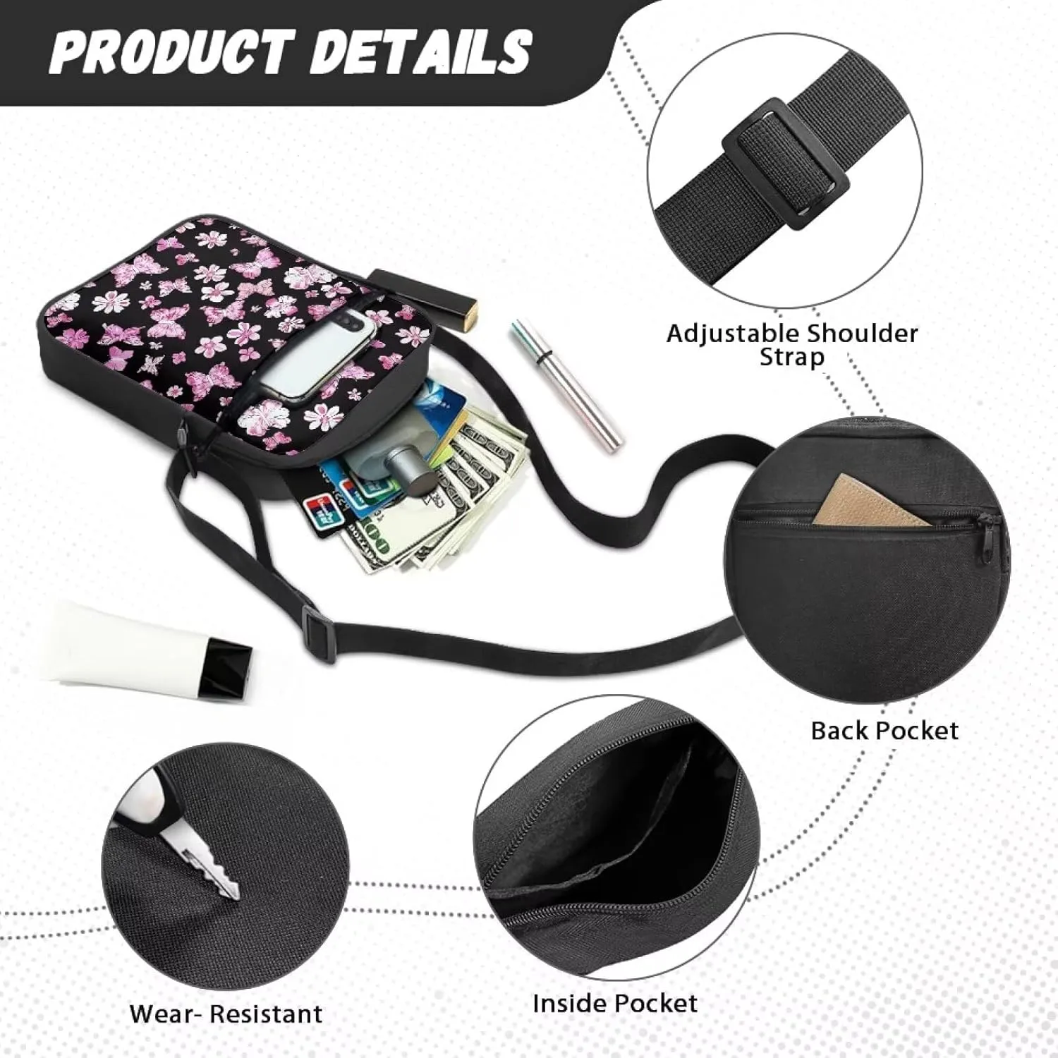 Cute Crossbody Messenger Bags Sling Purses for Women Trendy with Zipper