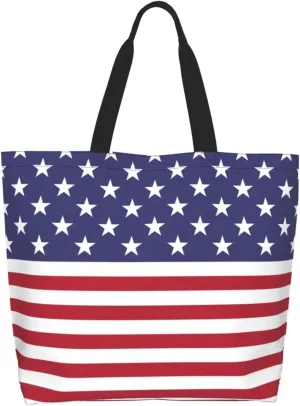 Cute Flag Tote Bag For Women Men Gifts Large Reusable Shopping Bags for Beach, Travel,Gym,Yoga