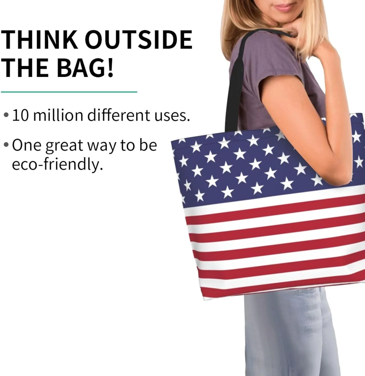 Cute Flag Tote Bag For Women Men Gifts Large Reusable Shopping Bags for Beach, Travel,Gym,Yoga