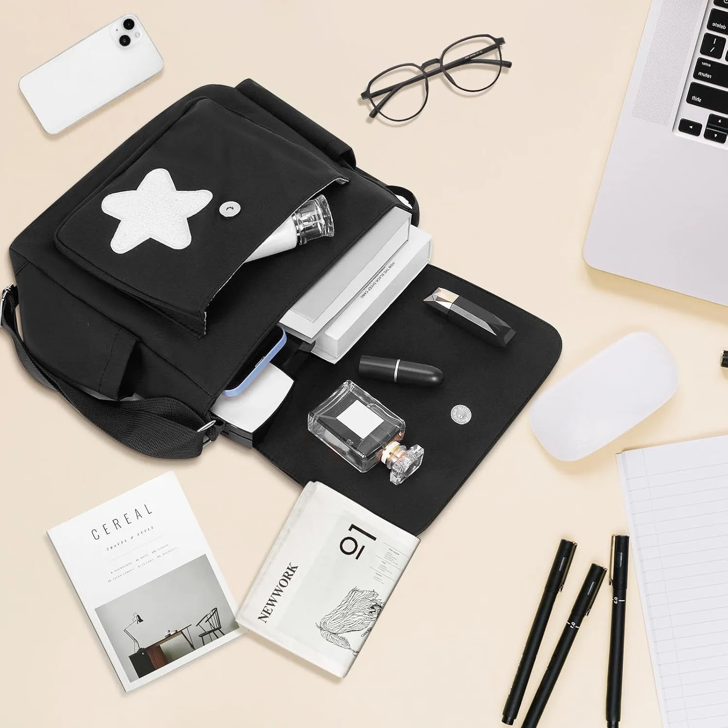 Cute Messenger Bag, Aesthetic Crossbody Bag, Y2K Star Grunge Bag Emo Shoulder Tote Purse for Women