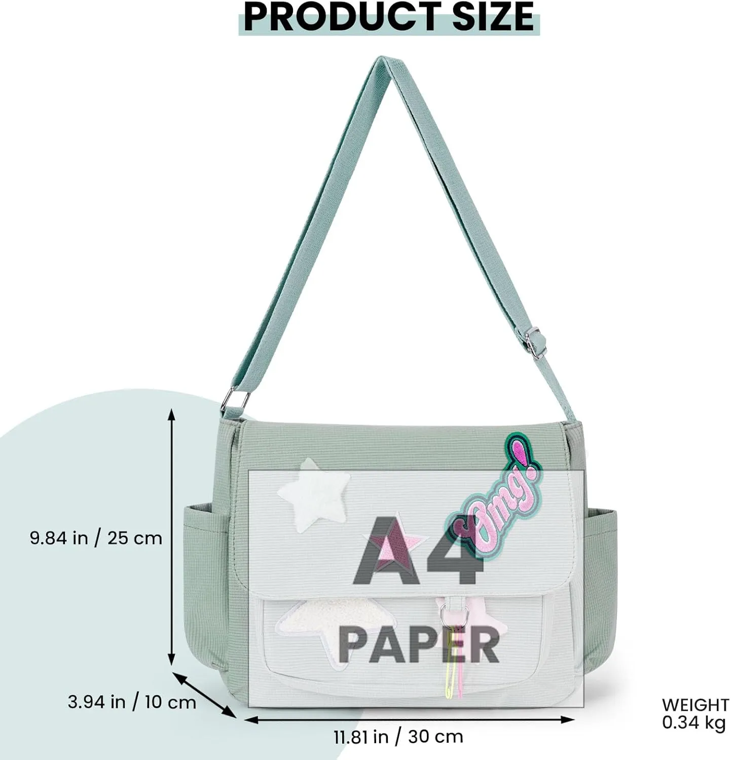 Cute Messenger Bag, Aesthetic Crossbody Bag, Y2K Star Grunge Bag Emo Shoulder Tote Purse for Women