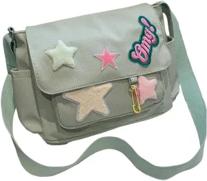 Cute Messenger Bag, Aesthetic Crossbody Bag, Y2K Star Grunge Bag Emo Shoulder Tote Purse for Women