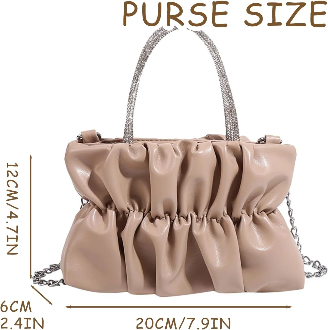 Cute Purse Small Evening Clutch Ruched Futuristic Bag Y2k Mini Purses Minimalist Punk Classic Vintage Handbag