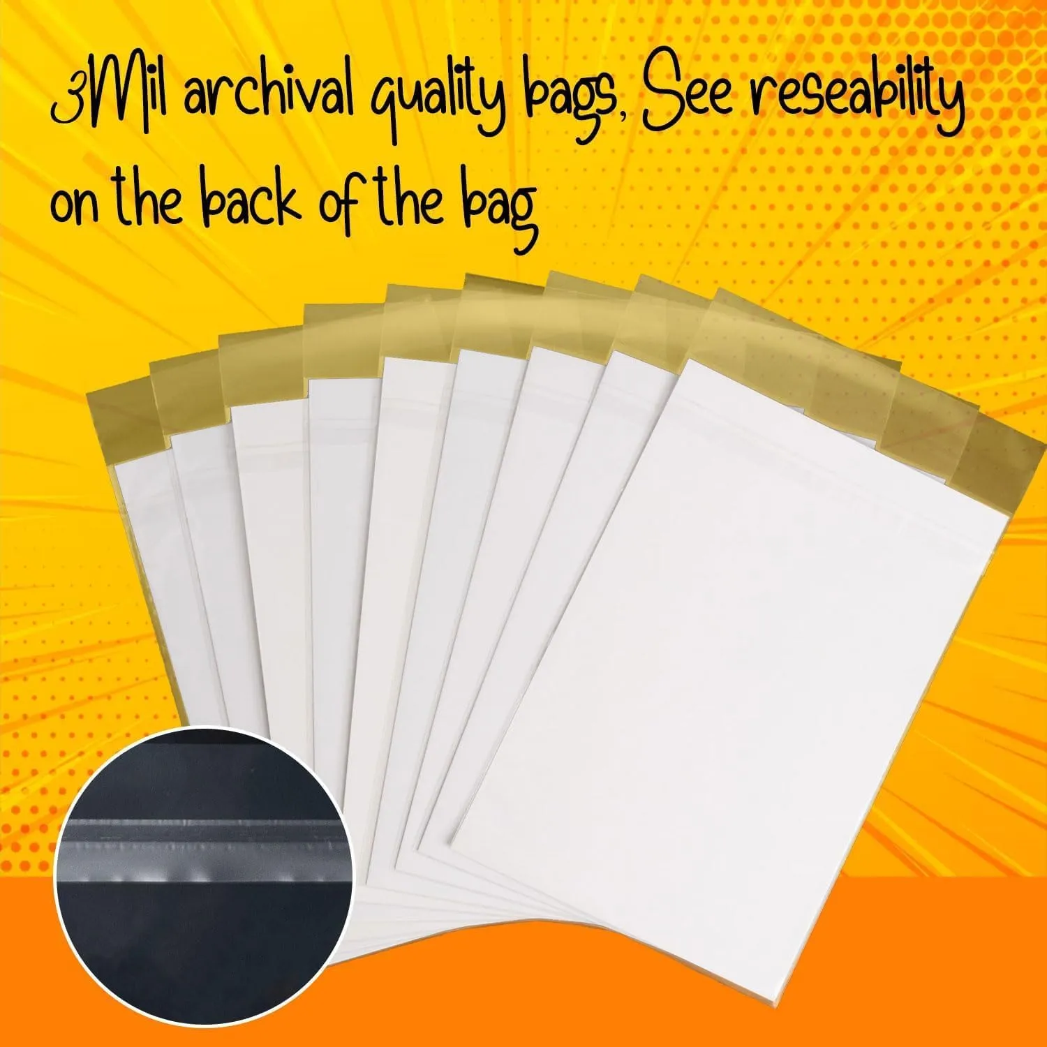 Dark Blue Fantasy Silver Age Comics Book Bags and Boards Resealable -100 Bags 7.24"x10.4" with Flap of 1.5"& 100 Boards 7"X10.4"- Comic Books Protector Backing Board-Archival Use
