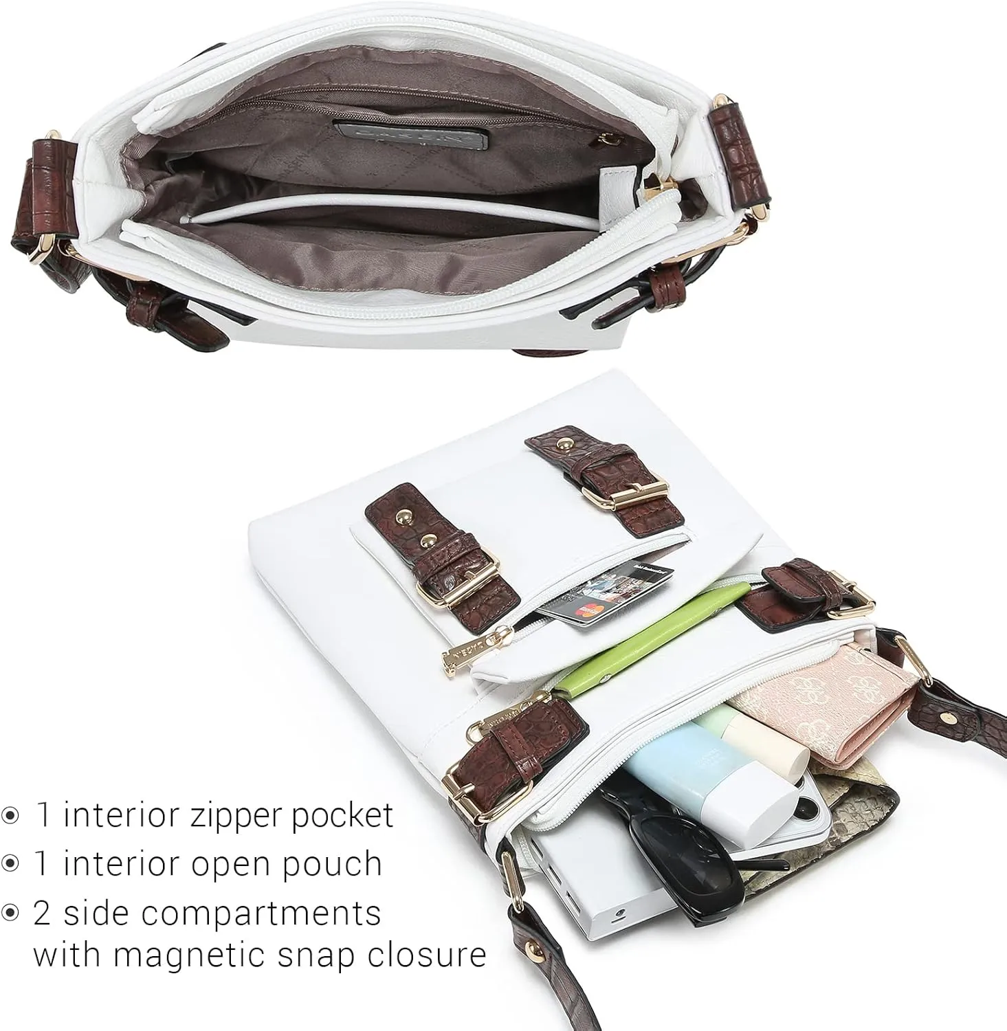 Dasein Women Lightweight Crossbody Bags Soft Vegan Leather Messenger Bag Shoulder Bag Travel Purse