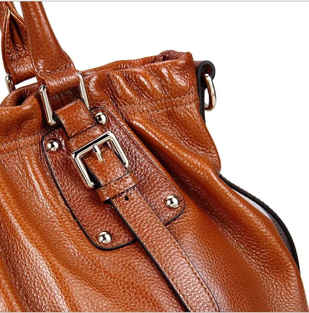 Deerskin Cervo Leather Pleated Shoulder Bag Messenger Bag