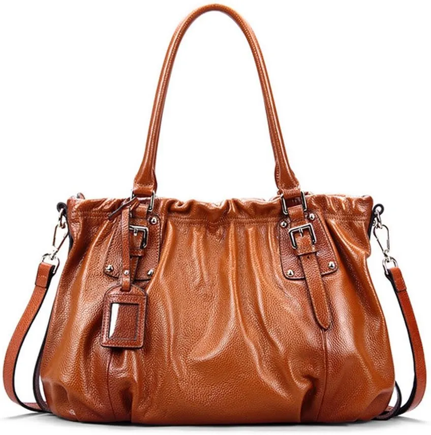 Deerskin Cervo Leather Pleated Shoulder Bag Messenger Bag