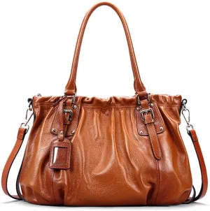 Deerskin Cervo Leather Pleated Shoulder Bag Messenger Bag