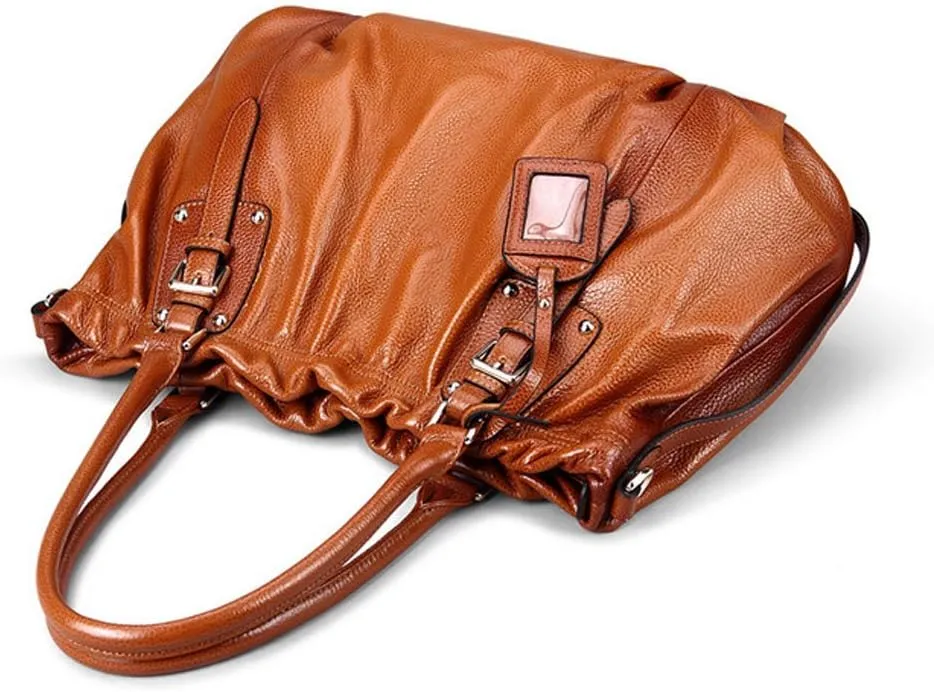 Deerskin Cervo Leather Pleated Shoulder Bag Messenger Bag
