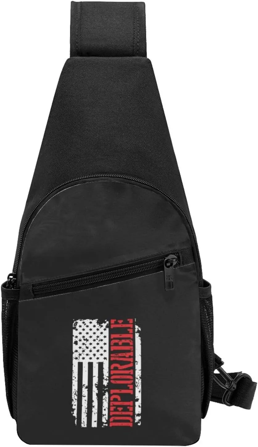 Deplorable American Flag Adjustable Fanny Pack Waist Bag For Travel Sports