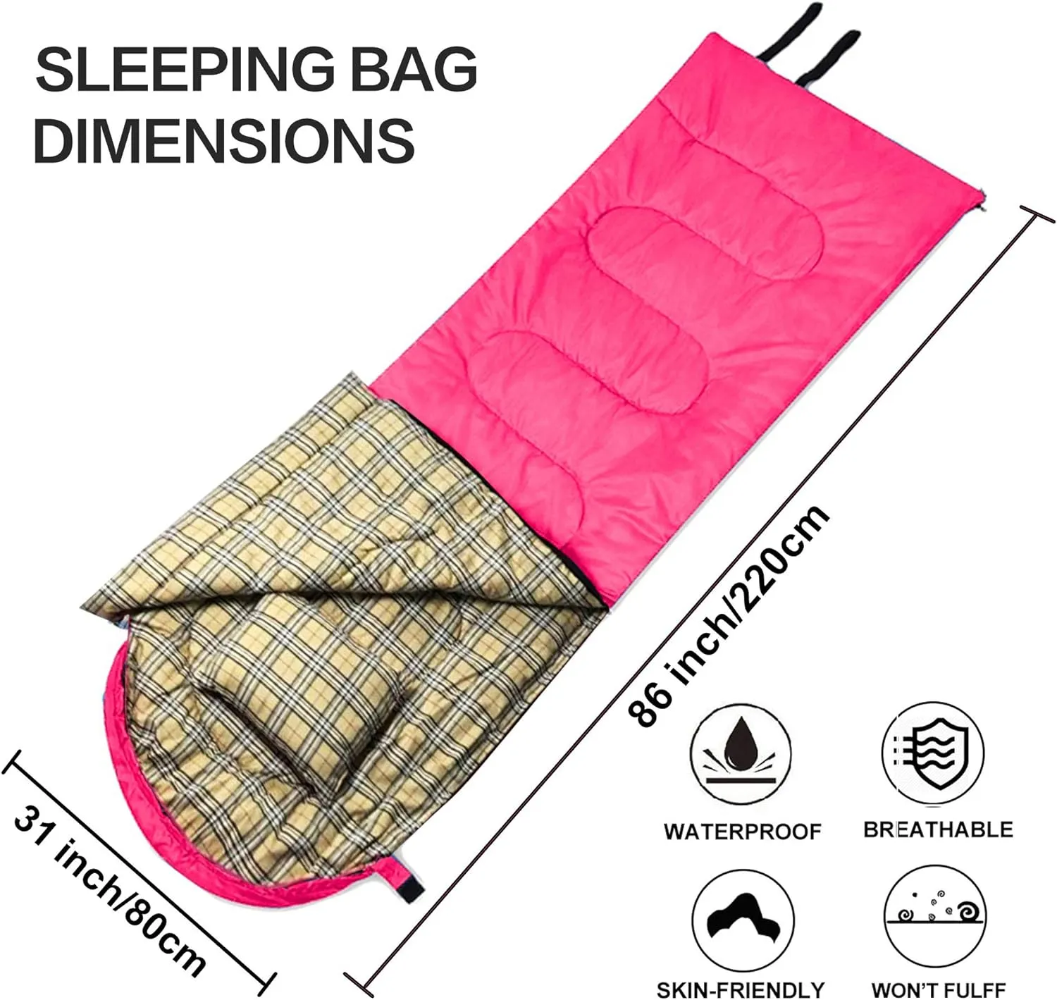 Desert & Fox Cotton Flannel Sleeping Bags with Pillow, 4 Season Warm & Cold Weather Envelope Compression Sack, Lightweight & Portable Backpacking Sleeping Bag for Outdoor Camping, Hiking, Traveling