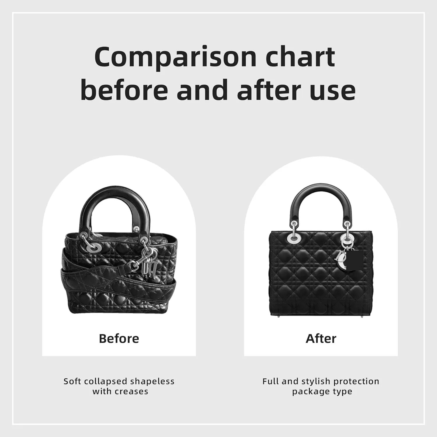 DGAZ Silk Purse Organizer Insert For Lady-Dior Micro/Mini/S/M/L bags，Silky Smooth Bag Organizer，Luxury Handbag & Tote Shaper（Black，M）