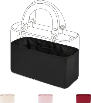 DGAZ Silk Purse Organizer Insert For Lady-Dior Micro/Mini/S/M/L bags，Silky Smooth Bag Organizer，Luxury Handbag & Tote Shaper（Black，M）