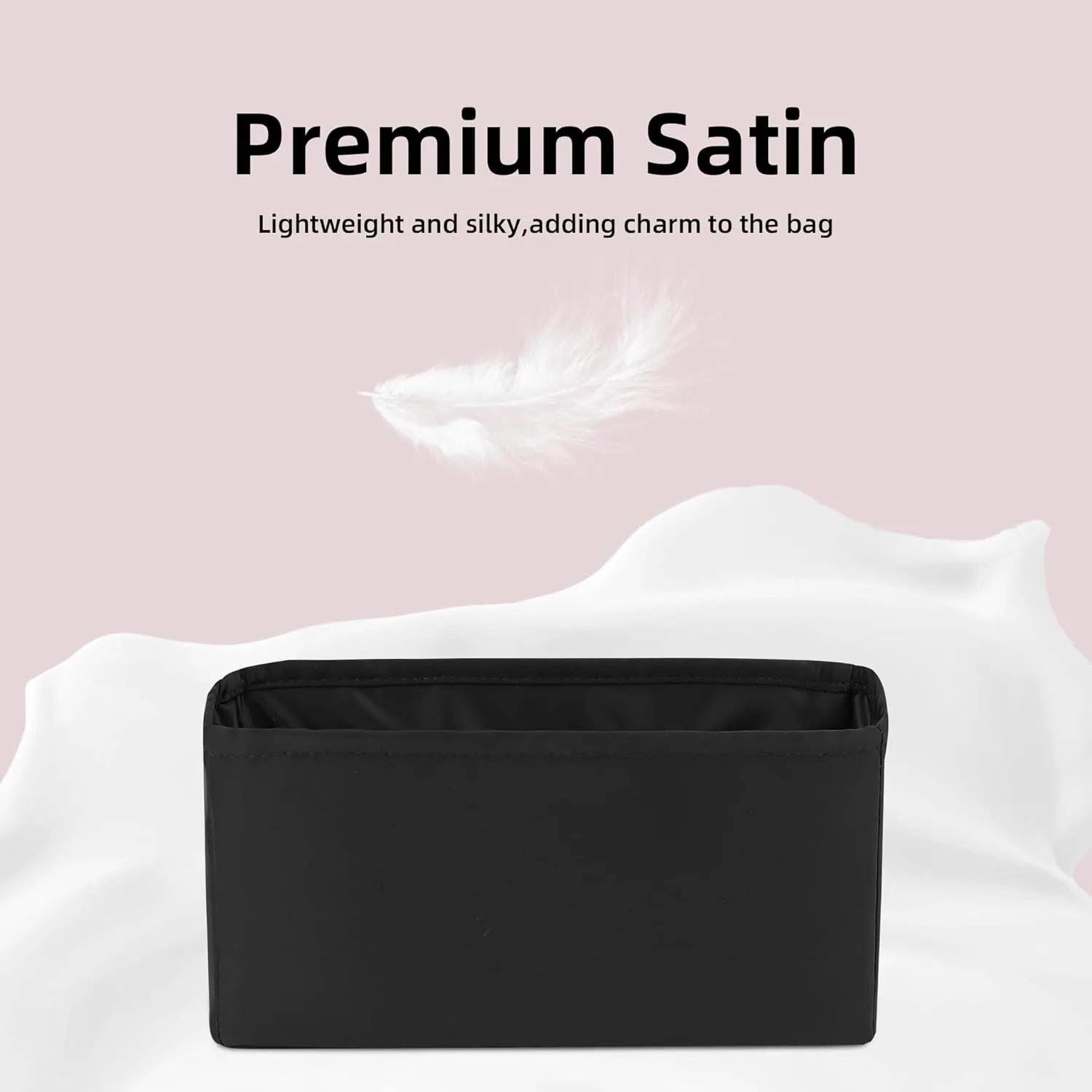 DGAZ Silk Purse Organizer Insert For Lady-Dior Micro/Mini/S/M/L bags，Silky Smooth Bag Organizer，Luxury Handbag & Tote Shaper（Black，M）