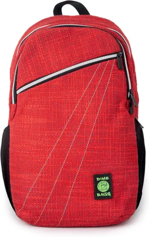 DIME BAGS City Dweller Casual Hemp Backpack with Padded Laptop Compartment and Water Bottle Holder (Red)