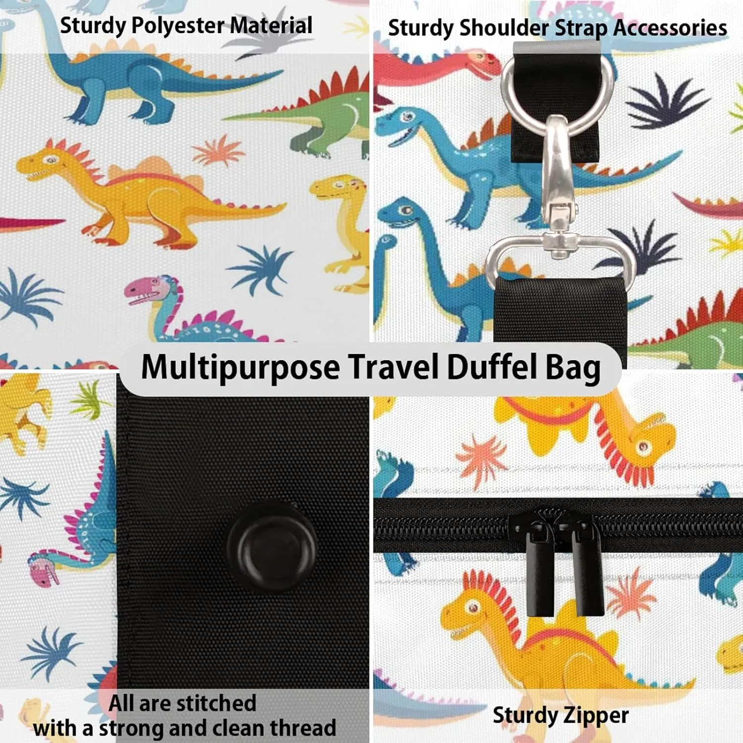 Dinosaur Cute Dino Travel Bag for Men Women, Gym Duffle Bags for Travel, Carry On Luggage Bag, Weekender Overnight Workout Bags