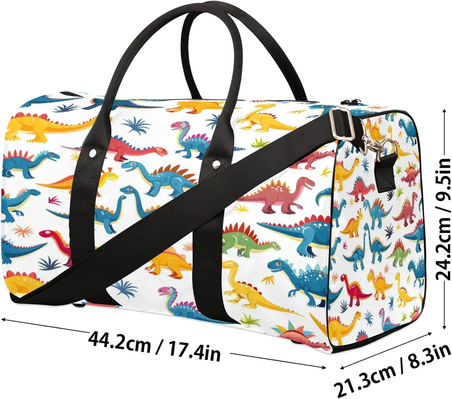 Dinosaur Cute Dino Travel Bag for Men Women, Gym Duffle Bags for Travel, Carry On Luggage Bag, Weekender Overnight Workout Bags