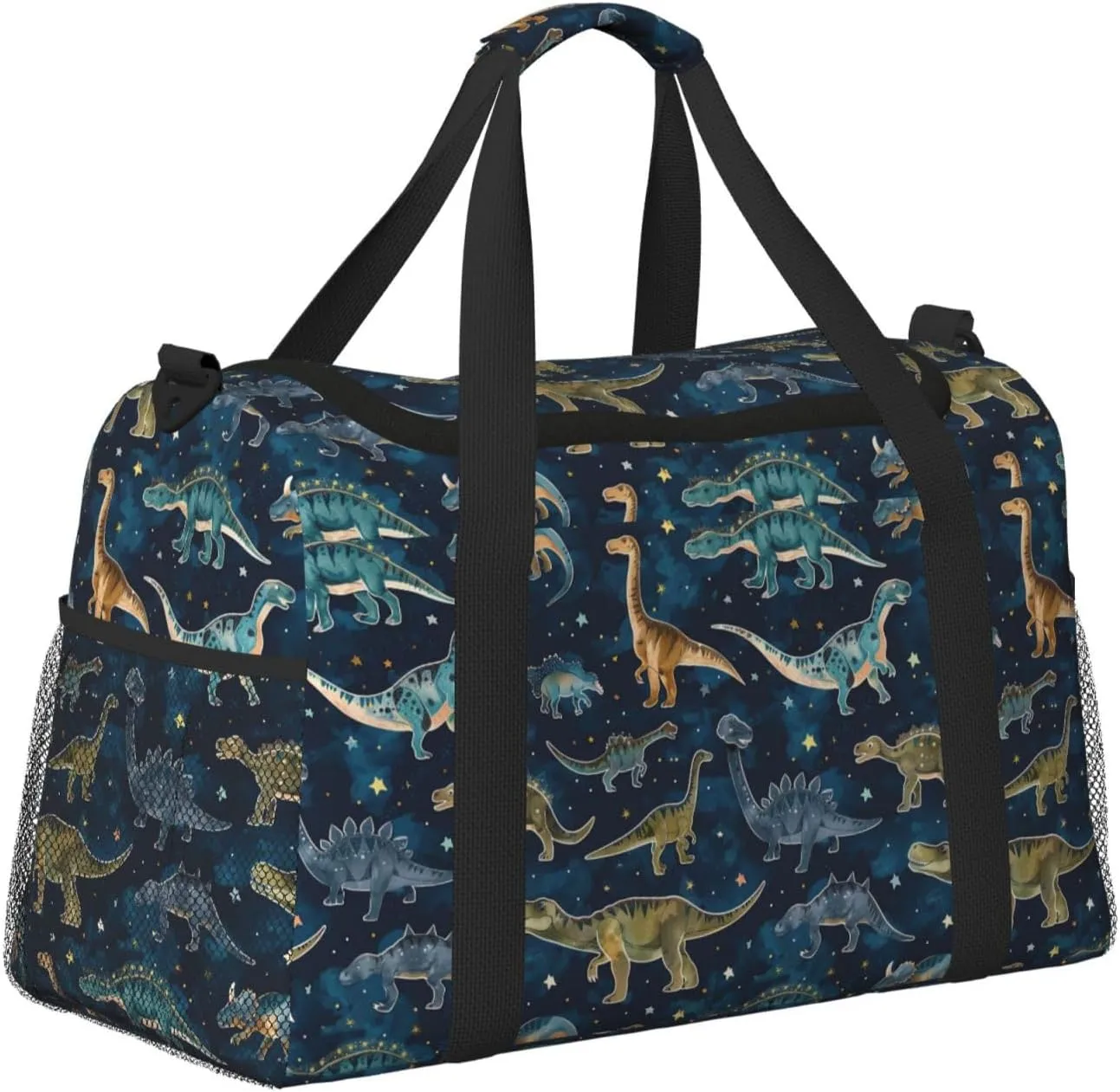 Dinosaurs Blue Cute Travel Weekender Overnight Bags Foldable Hand Travel Bag Sport Gym Duffel Bag For Men Women
