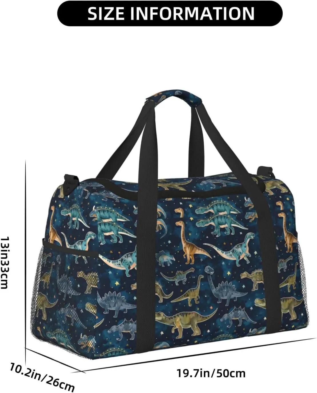 Dinosaurs Blue Cute Travel Weekender Overnight Bags Foldable Hand Travel Bag Sport Gym Duffel Bag For Men Women