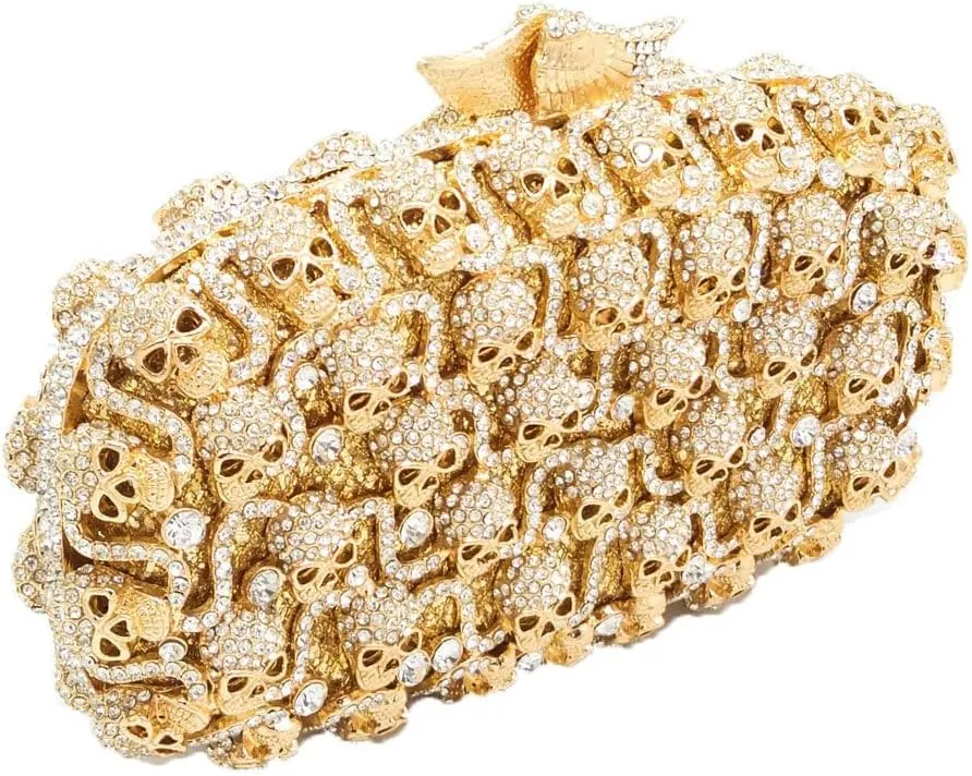 DJBM Glitter Skulls Rhinestone Purse Women's Clutch Handbags Crystal Evening Bags Diamond Evening Clutches for Party Prom