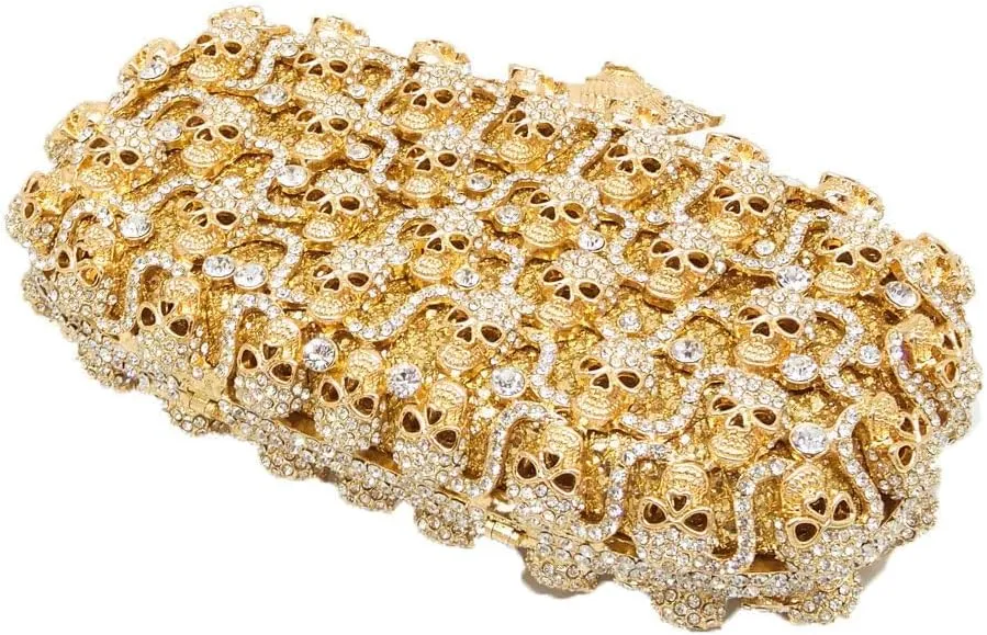DJBM Glitter Skulls Rhinestone Purse Women's Clutch Handbags Crystal Evening Bags Diamond Evening Clutches for Party Prom