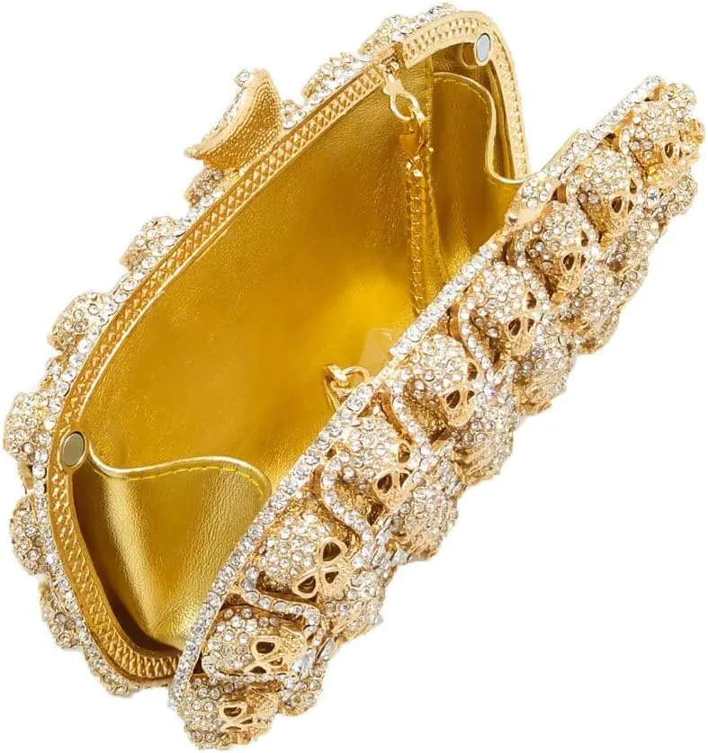 DJBM Glitter Skulls Rhinestone Purse Women's Clutch Handbags Crystal Evening Bags Diamond Evening Clutches for Party Prom