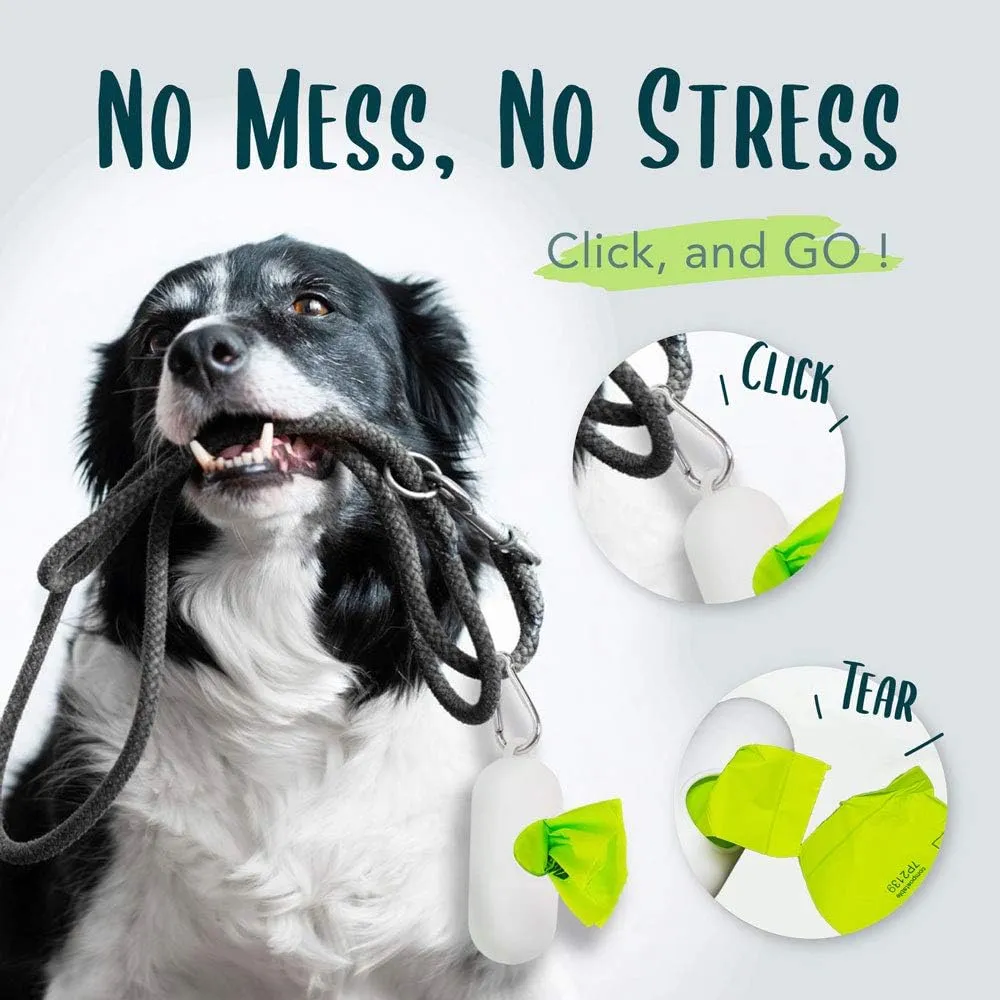 Dog Poop Bag, Compostable Doggie Poop Bags with Handles, Easy-Tie Pet Waste Bags, Eco-Friendly, Unscented, Vegetable-Based, Extra Thick Leak Proof, for Dogs and Cat Scoops, 120 Bags