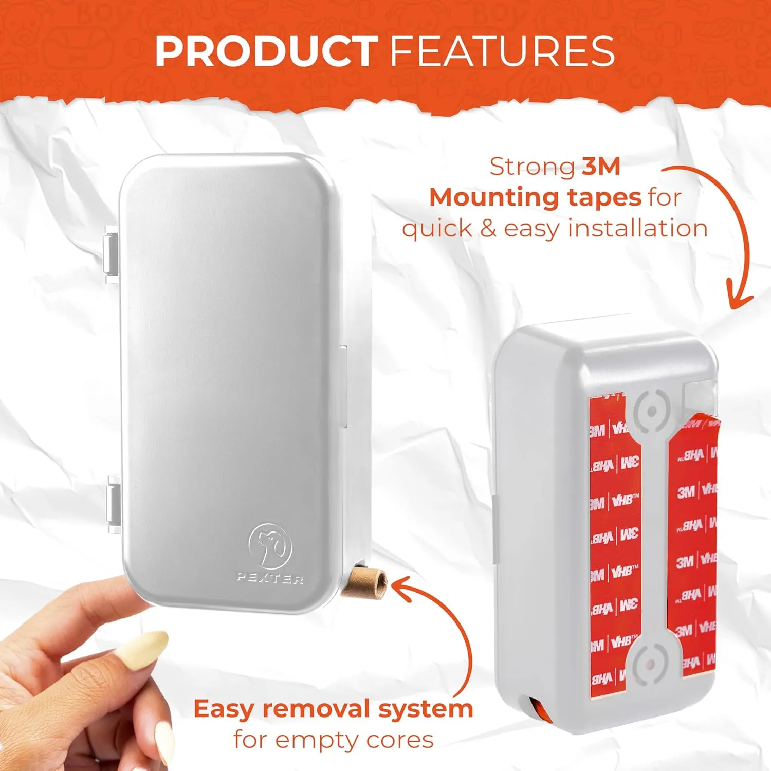 Dog Poop Bag Dispenser - Outdoor or Indoor Pet Waste Bag Dispenser Station - Stick-On or Screw-On Wall Mount - Poop Bags Storage Outdoor Container - Includes 4 Doggie Bag Rolls (Gray)