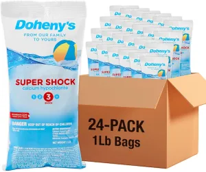Doheny's Super Pool Shock | Pro-Grade Chlorine Shock, Quick-Dissolving, Fast-Acting 68% Cal-Hypo Granular Pool Shock | 24 x 1lb Bags, Proudly Made in The USA
