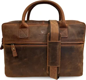 DONBOLSO Leather Bag for Men - Laptop Bag with Zipper Compartment - Genuine Top Grain, Tech-Friendly Shoulder Bag