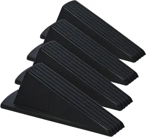 Door Stoppers for Bottom of Door,4Pcs Rubber Door Stopper Wedge 2In Tall Doorstop for Heavy Doors Suitable for Home Office(Black)