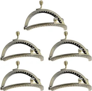 dophee 5PCS Metal Purse Clasp Frame, 8.5cm/3.35" Retro Arch Kiss Clasp Lock for DIY Sewing Craft Hand-Made Coin Bag Handbag Purse Shoulder Strap Bag, Cup