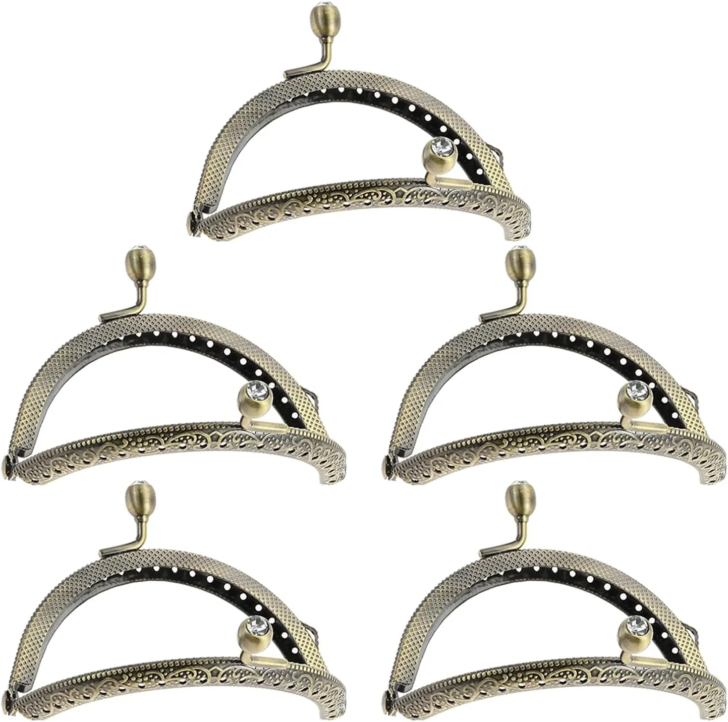 dophee 5PCS Metal Purse Clasp Frame, 8.5cm/3.35" Retro Arch Kiss Clasp Lock for DIY Sewing Craft Hand-Made Coin Bag Handbag Purse Shoulder Strap Bag, Cup