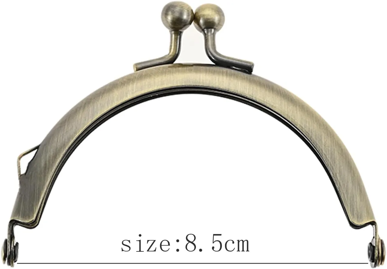 dophee 5PCS Metal Purse Clasp Frame, 8.5cm/3.35" Retro Arch Kiss Clasp Lock for DIY Sewing Craft Hand-Made Coin Bag Handbag Purse Shoulder Strap Bag, Smooth Surface