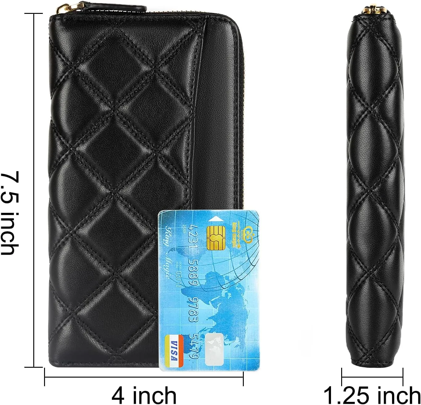 DORIS&JACKY Women Leather Wallet Rfid Blocking Large Capacity Zipper Around Travel Wristlet Bags