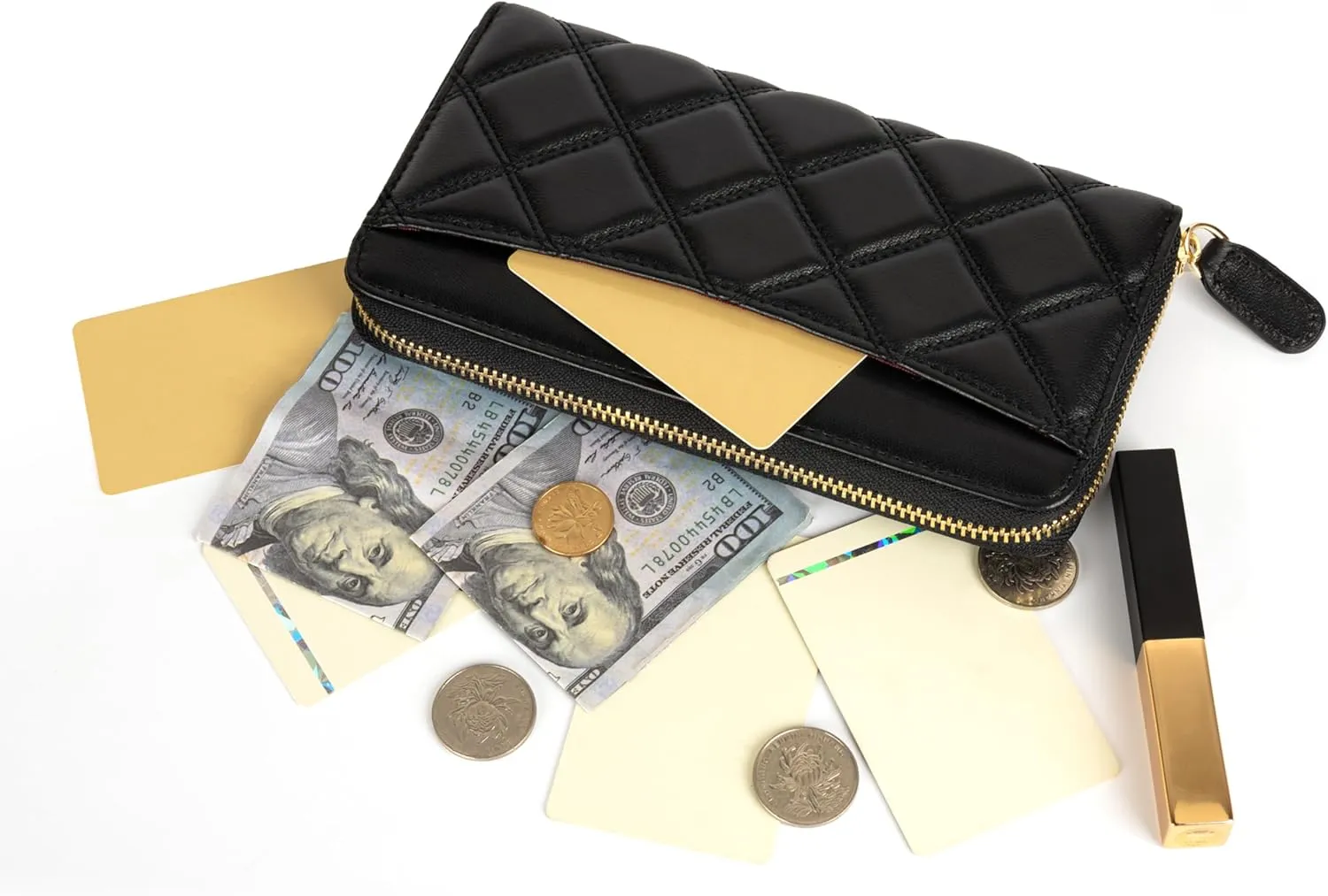 DORIS&JACKY Women Leather Wallet Rfid Blocking Large Capacity Zipper Around Travel Wristlet Bags