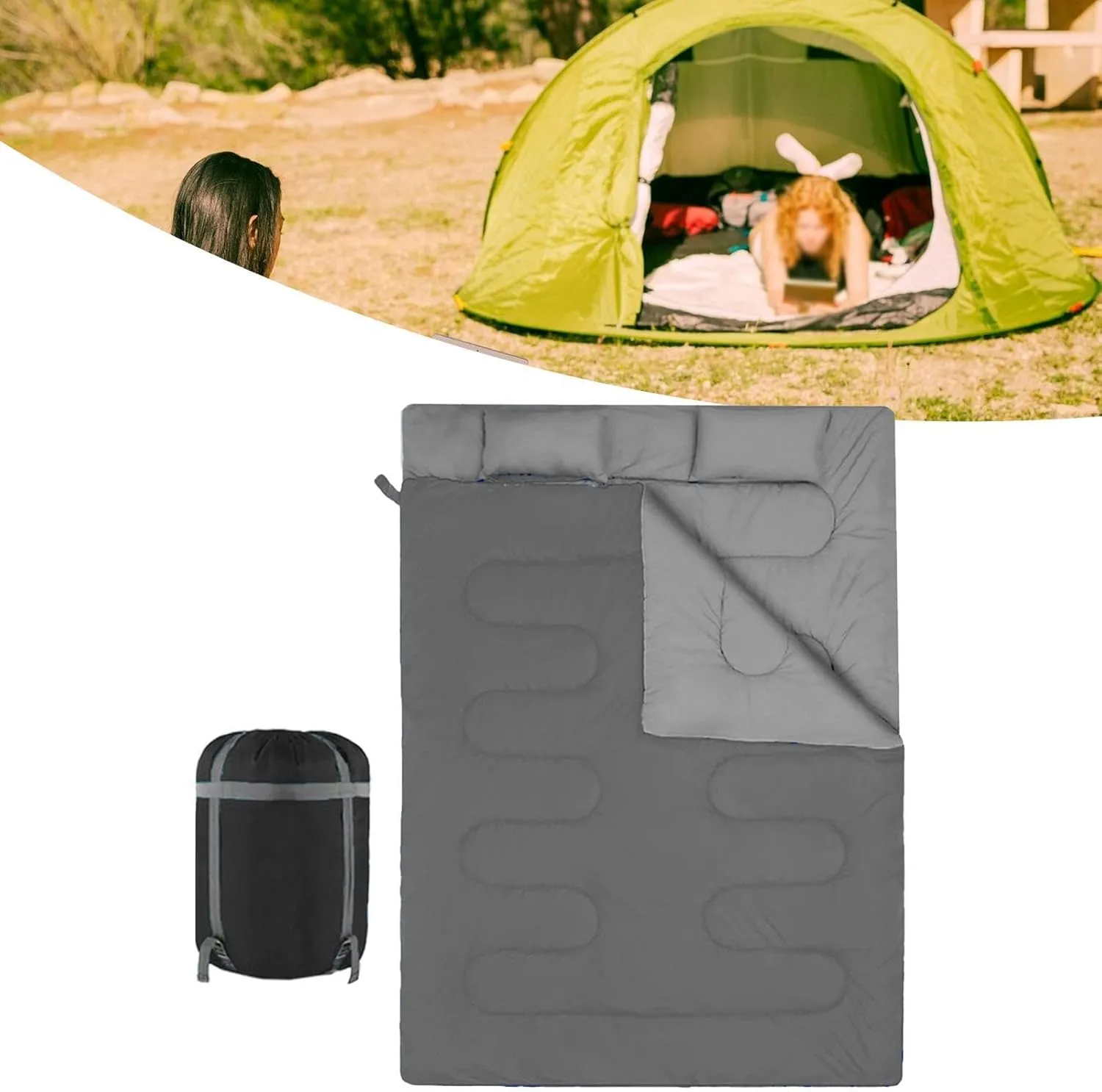 Double Sleeping Bag Equipment 2 Person Breathable Supplies Portable Backpacking Quilt Camping Sleep Bag for Outdoor Hiking