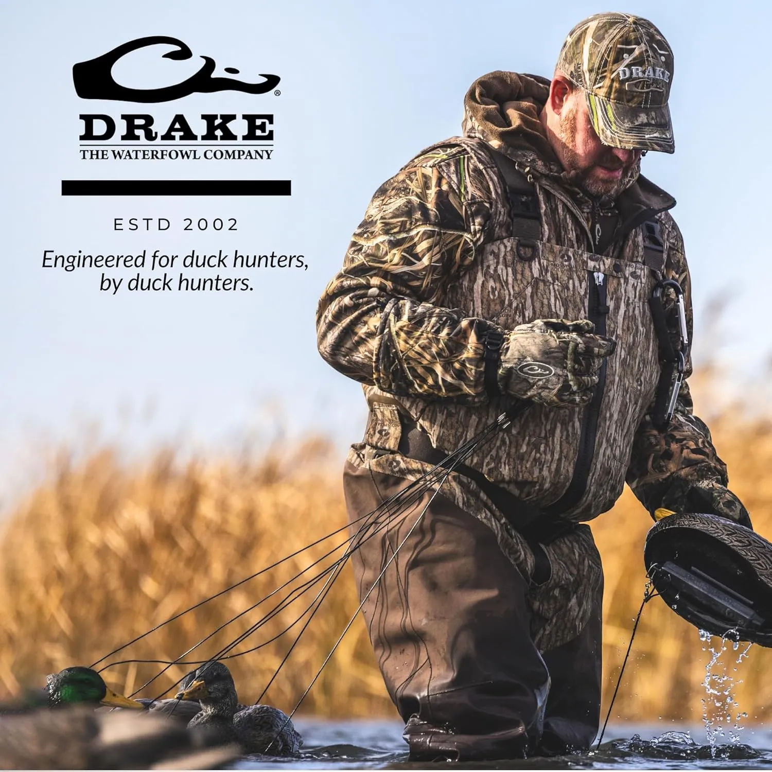 Drake Waterfowl MST Jean Cut 2.0 Under Wader Pants, Waterproof, Adjustable Waist, Zipper Pockets, Hunting Gear for Men